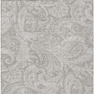3' X 5' Taupe Beige And Ivory Paisley Washable Indoor Outdoor Area Rug