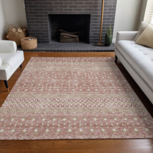 10' X 14' Blush Gold And Ivory Tribal Washable Indoor Outdoor Area Rug