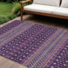 9' X 12' Purple Pink And Yellow Tribal Washable Indoor Outdoor Area Rug
