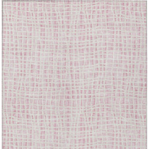 3' X 5' Pink And Ivory Striped Washable Indoor Outdoor Area Rug