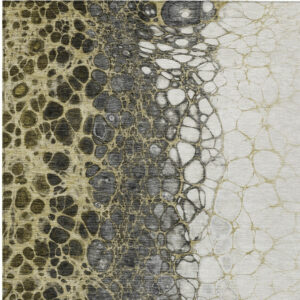3' X 5' Beige Taupe And Chocolate Abstract Washable Indoor Outdoor Area Rug