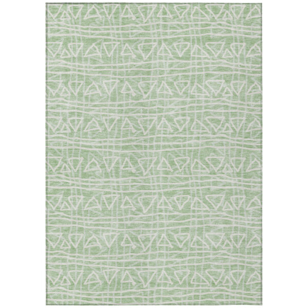 8' X 10' Mint Green Artichoke Green And Ivory Geometric Washable Indoor Outdoor Area Rug