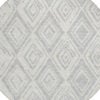 8' Pewter And Ivory Round Geometric Washable Indoor Outdoor Area Rug
