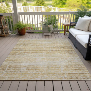 10' X 14' Gold Beige And Wheat Abstract Washable Indoor Outdoor Area Rug