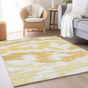 8' X 10' Gold Beige And Wheat Abstract Washable Indoor Outdoor Area Rug