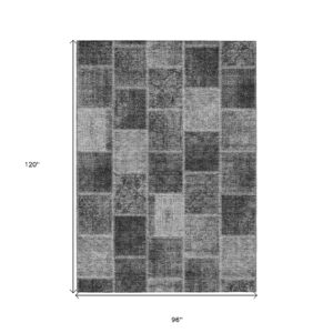 8' X 10' Gray Charcoal And Silver Patchwork Washable Indoor Outdoor Area Rug