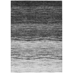 10' X 14' Gray Silver And Ivory Ombre Washable Indoor Outdoor Area Rug