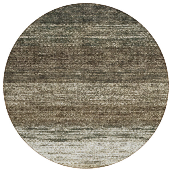 8' Brown Beige And Tan Round Ombre Washable Indoor Outdoor Area Rug