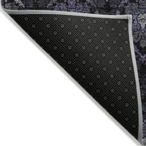 3' X 5' Purple Charcoal And Gray Medallion Washable Indoor Outdoor Area Rug