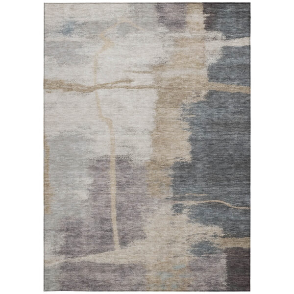 5' X 8' Gray Charcoal And Beige Abstract Washable Indoor Outdoor Area Rug