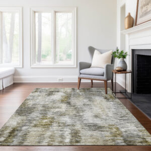 9' X 12' Brown And Taupe Abstract Washable Indoor Outdoor Area Rug