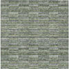 3' X 5' Olive Green And Gray Striped Washable Indoor Outdoor Area Rug