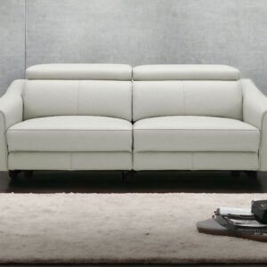 74" Gray And Black Leather Reclining Sofa