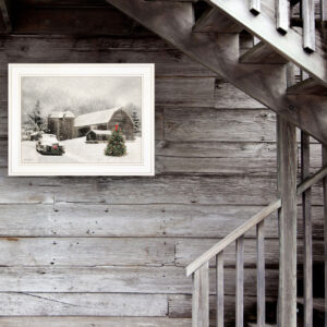 Farmhouse Christmas 1 White Framed Print Wall Art