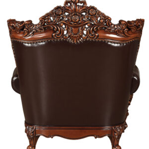 50" Espresso Faux Leather Tufted Wingback Chair