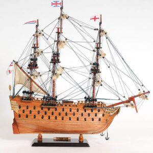 18" Wood Brown HMS Victory Hand Painted Decorative Boat