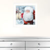 Santa With Lantern 1 White Framed Print Wall Art