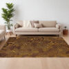 9' X 13' Black and Gold Abstract Non Skid Area Rug