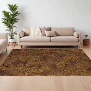 9' X 13' Black and Gold Abstract Non Skid Area Rug
