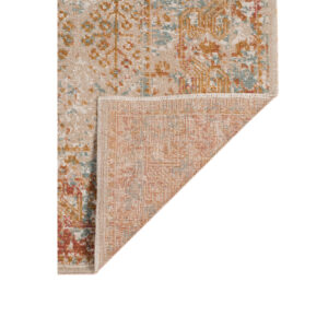 7' Beige Southwestern Power Loom Runner Rug With Fringe