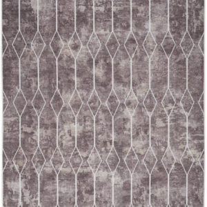 8' x 10' Brown and Ivory Geometric Power Loom Washable Area Rug