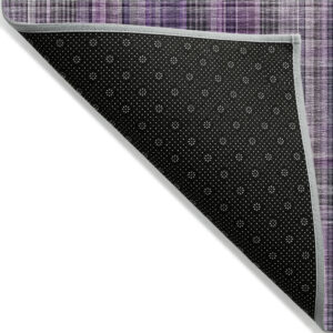 8' Round Purple Round Plaid Washable Non Skid Indoor Outdoor Area Rug