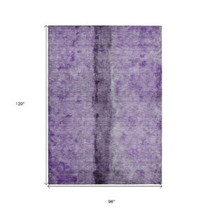 8' X 10' Purple And Lavender Abstract Washable Indoor Outdoor Area Rug