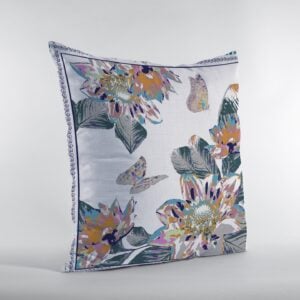 16” Pink White Butterfly Zippered Suede Throw Pillow