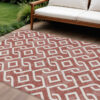 9' X 12' Burgundy And Ivory Geometric Washable Indoor Outdoor Area Rug