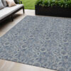 5' X 8' Denim Blue And Navy Blue Floral Washable Indoor Outdoor Area Rug