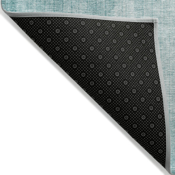 3' X 5' Teal Blue And Aqua Geometric Washable Indoor Outdoor Area Rug
