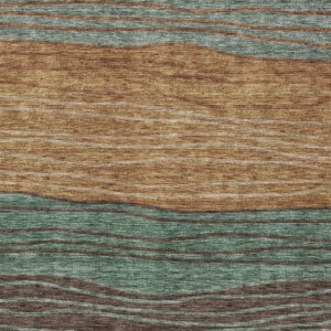 3' X 5' Terra Cotta Copper And Beige Striped Washable Indoor Outdoor Area Rug