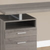 24" Taupe and Silver Computer Desk With Two Drawers