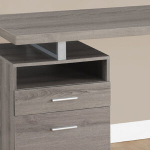 24" Taupe and Silver Computer Desk With Two Drawers