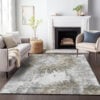 9' X 12' Taupe Beige And Brown Abstract Washable Indoor Outdoor Area Rug