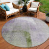 8' Purple Lavender And Green Round Abstract Washable Indoor Outdoor Area Rug