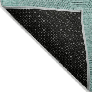 9' X 12' Teal Blue And Aqua Geometric Washable Indoor Outdoor Area Rug