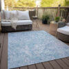 5' X 8' Sky Blue And Denim Blue Abstract Washable Indoor Outdoor Area Rug