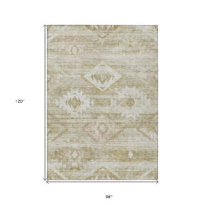 8' X 10' Taupe Beige And Tan Southwestern Washable Indoor Outdoor Area Rug