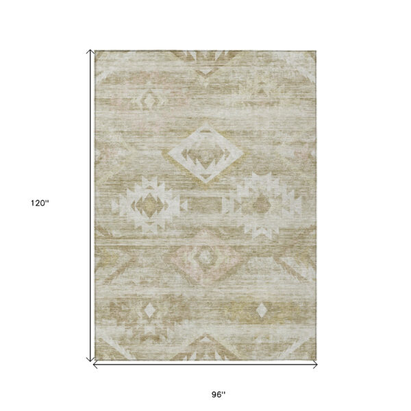 8' X 10' Taupe Beige And Tan Southwestern Washable Indoor Outdoor Area Rug