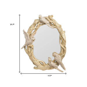 22" Gold Birds and Branches Resin Framed Accent Mirror