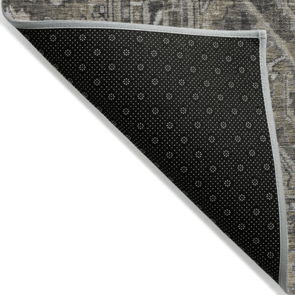 8' X 10' Taupe and Dark Taupe Oriental Washable Non Skid Indoor Outdoor Area Rug