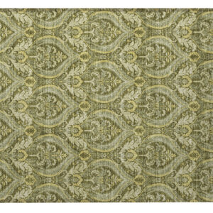2' X 3' Green Damask Washable Non Skid Indoor Outdoor Area Rug