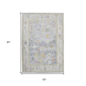 5' x 7' Blue Floral Power Loom Area Rug