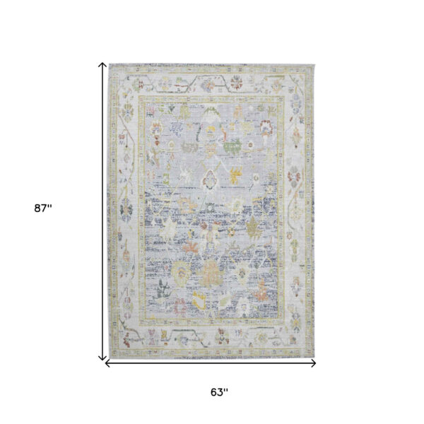 5' x 7' Blue Floral Power Loom Area Rug