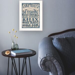 Lake Rules 1 White Framed Print Wall Art
