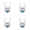 Set of Four Clear and Rainbow Geometric Acrylic Highball Glasses