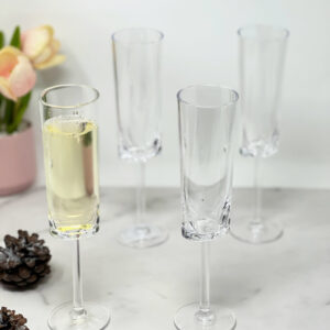 Set of Four Clear Tritan Plastic Stemmed Flutes