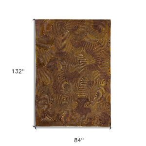 8' x 11' Black and Gold Abstract Non Skid Area Rug