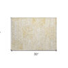 2' X 3' Gold and White Abstract Washable Non Skid Indoor Outdoor Area Rug